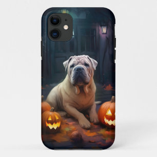 Halloween Shar Pei With Pumpkins Scary Case-Mate iPhone Case