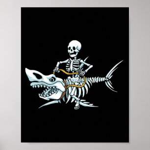 Halloween Shark Skeleton Funny Halloween Poster