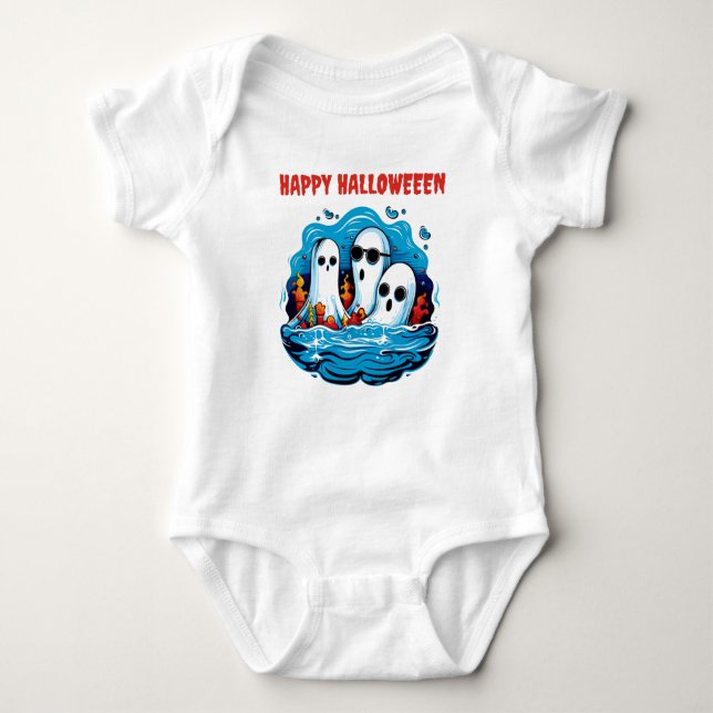  Halloween Sheet faced ghosts Baby Bodysuit (Front)