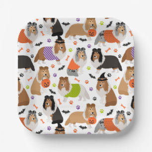 Halloween Shetland Sheepdog Sheltie Paper Plate