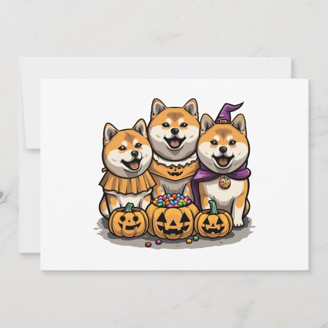 Halloween Shiba Inu Dogs Invitation (Front)