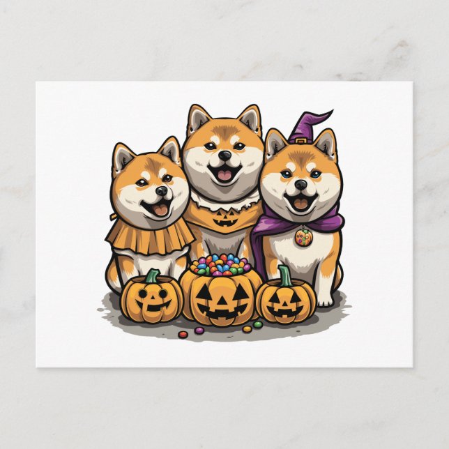Halloween Shiba Inu Dogs Postcard (Front)