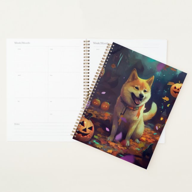 Halloween Shiba Inu With Pumpkins Scary Planner (Display)