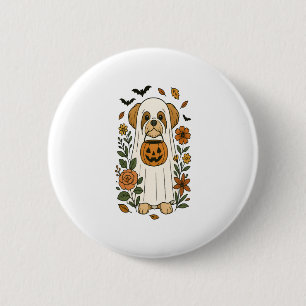 Halloween Shih Tzu with Fall Flowers 6 Cm Round Badge