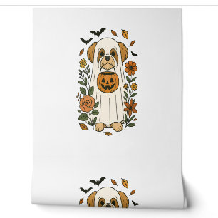 Halloween Shih Tzu with Fall Flowers Wallpaper