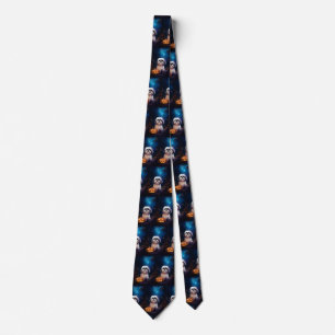 Halloween Shih Tzu With Pumpkins Scary Tie