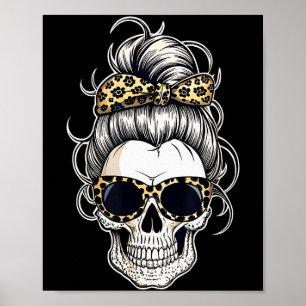 Halloween Shirt For Women Skull , Leopard  Poster