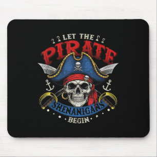 Halloween Shirt Funny Skull Let The Pirate Shenani Mouse Pad