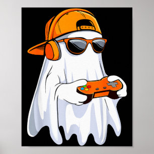 Halloween Shirt Ghost Gamer Video Gaming Boys Men Poster