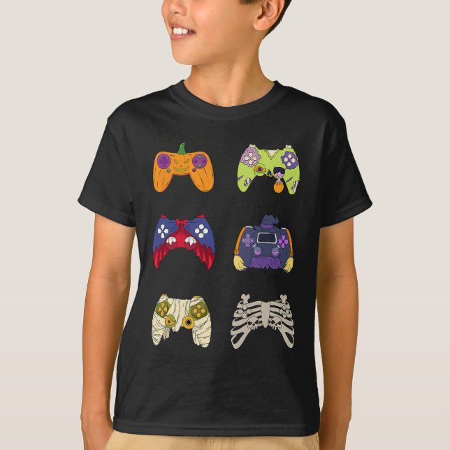 Halloween Shirt Skeleton Zombie Gaming Controllers (Front)