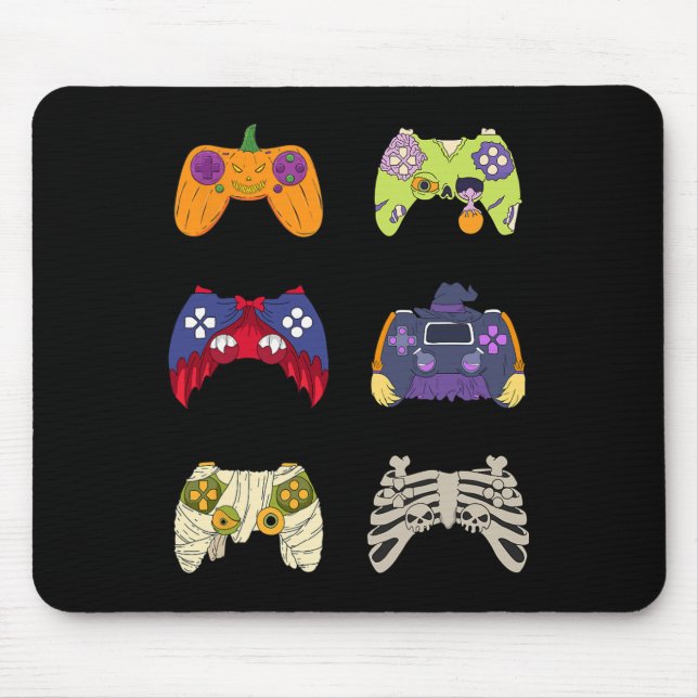 Halloween Shirt Skeleton Zombie Gaming Controllers Mouse Pad (Front)