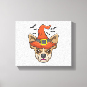 Halloween Shirt Witch Chihuahua Costume Gift Canvas Print