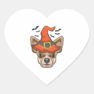 Halloween Shirt Witch Chihuahua Costume Gift Heart Sticker