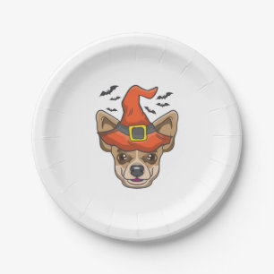 Halloween Shirt Witch Chihuahua Costume Gift Paper Plate