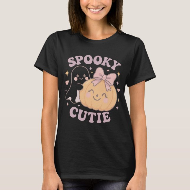 Halloween Shirt with Pink Bow Pumpkin & Ghost | Co (Front)