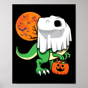 Halloween Shirts For Boys Men Dinosaur T Rex Ghost Poster