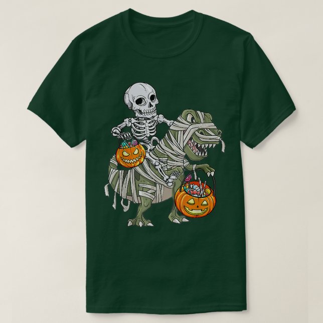 Halloween shirts for BoysDinosaur Skeleton T rex S (Design Front)