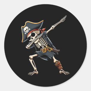 Halloween Shirts For Men Boys Kids Skeleton Pirate Classic Round Sticker