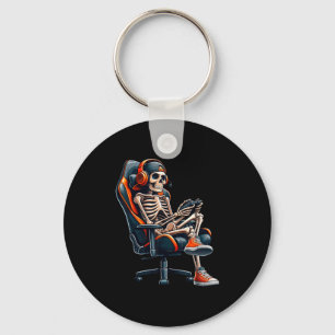 Halloween Shirts Skeleton Gamer Video Gaming Boys  Key Ring