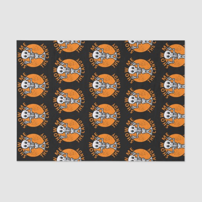 Halloween Show Me The Candy Skeleton Tissue Paper (Front)
