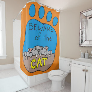 Halloween Shower Curtain, Cat Curtain