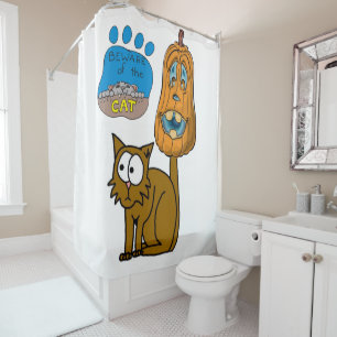 Halloween Shower Curtain, Cat Curtain