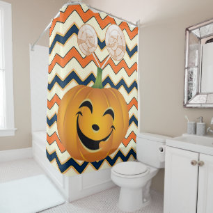 Halloween Shower Curtain, Pumpkin Curtain