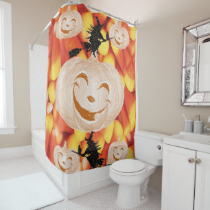 Halloween Shower Curtain, Pumpkin Curtain