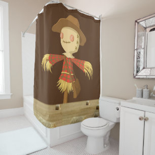 Halloween Shower Curtain, Scarecrow Curtain