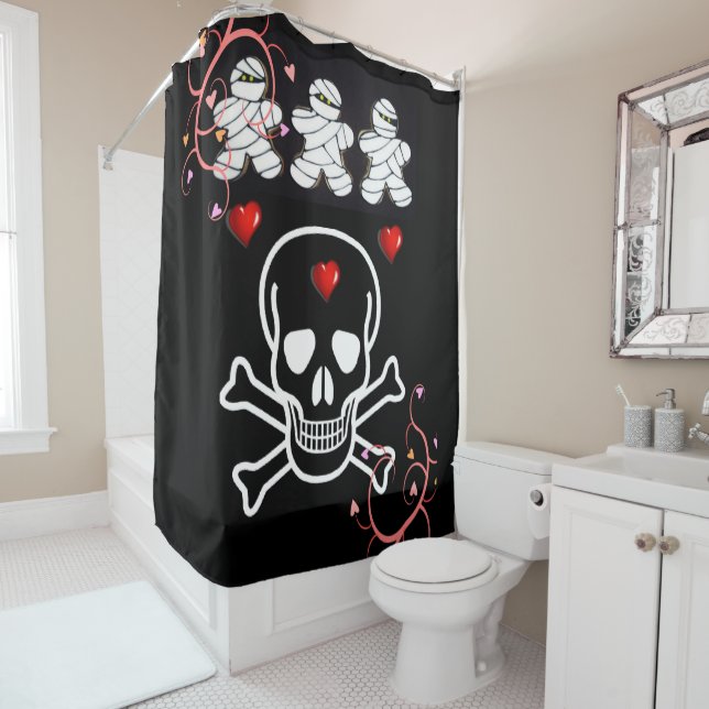 Halloween Shower Curtain Skull (In Situ)