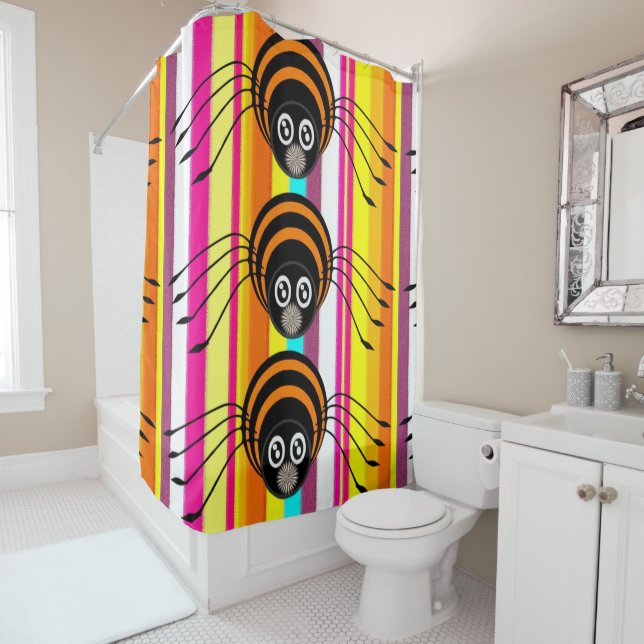 Halloween Shower Curtain, Spider Shower Curtain (In Situ)