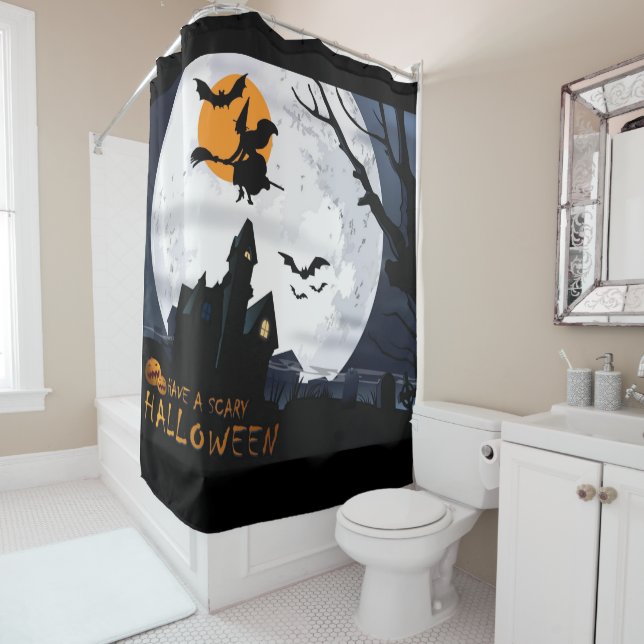 Halloween Shower Curtain Witch (In Situ)