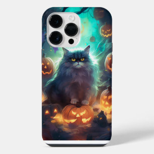 Halloween Siberian Cat With Pumpkins Scary iPhone 14 Pro Max Case