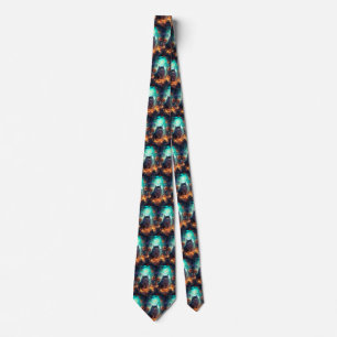 Halloween Siberian Cat With Pumpkins Scary Tie