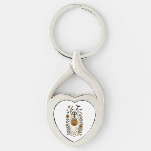 Halloween Siberian Husky Flowers Key Ring