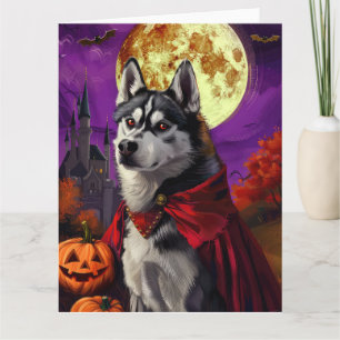 Halloween Siberian Husky Vampire Pumpkins Scary Card