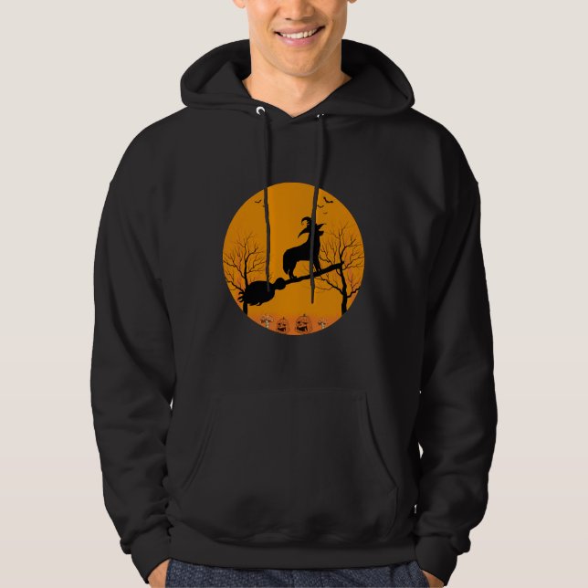Halloween Siberian Husky Witch Scary Moon Funny  H Hoodie (Front)