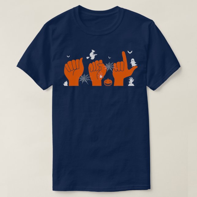 Halloween Sign Language Hand Gestures Scary Signs T-Shirt (Design Front)