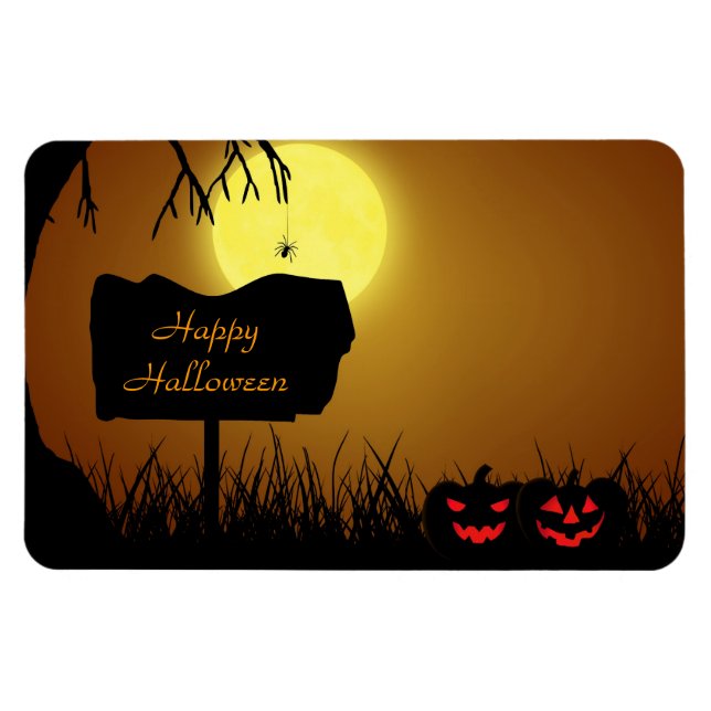 Halloween Sign with Pumpkins - Flexible Magnet (Horizontal)