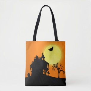Halloween Silhouette Landscape All-Over-Print Tote Bag
