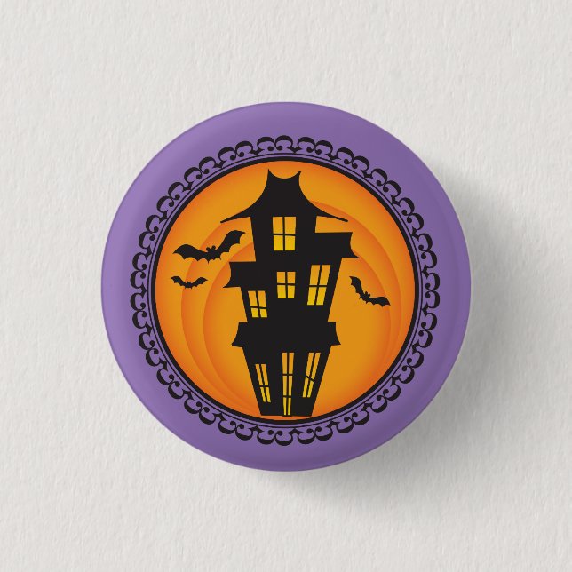 Halloween Silhouettes Haunted House Badge (Front)