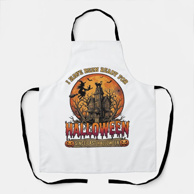 Halloween Since Last Haunted House Flying Witch_1 Apron (Front)