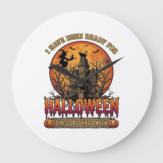 Halloween Since Last Haunted House Flying Witch_1 Large Clock (Front)