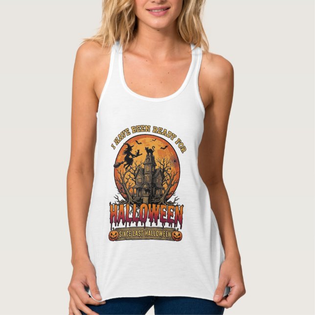 Halloween Since Last Haunted House Flying Witch_1 Singlet (Front)
