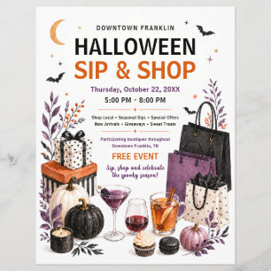Halloween Sip & Shop Shopping Event Flyer