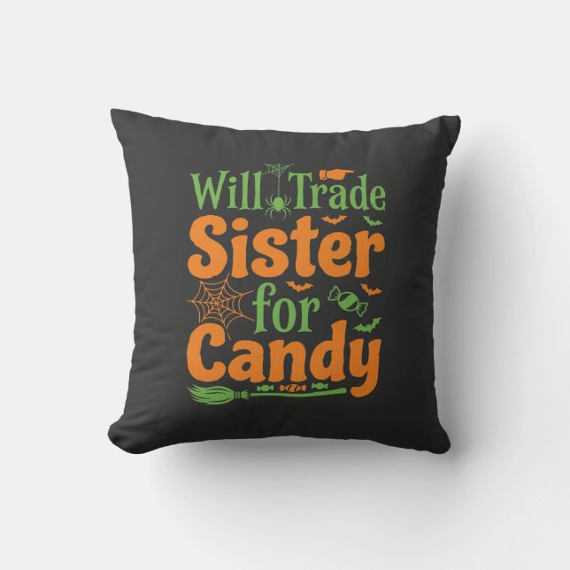 Halloween Sister Candy Trade Design_1 Cushion (Front)
