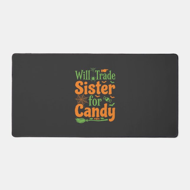 Halloween Sister Candy Trade Design_1 Desk Mat (Front)