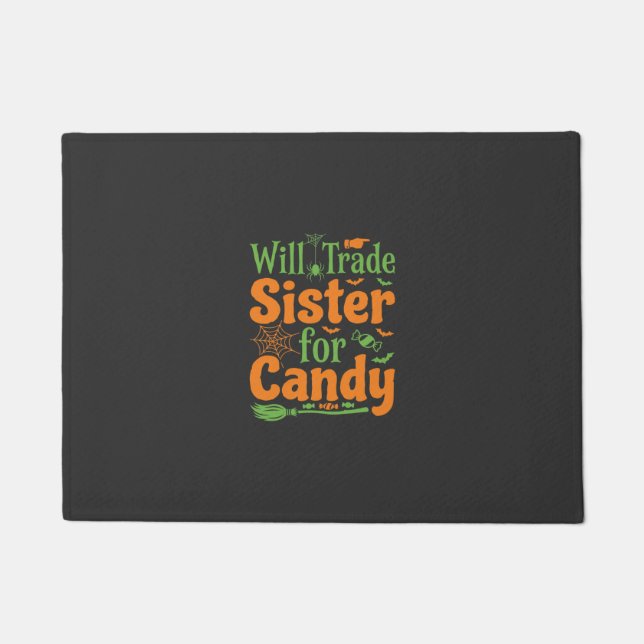 Halloween Sister Candy Trade Design_1 Doormat (Front)