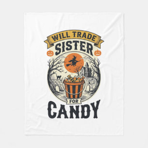 Halloween Sister Will Trade For Candy Vintage_1 Fleece Blanket