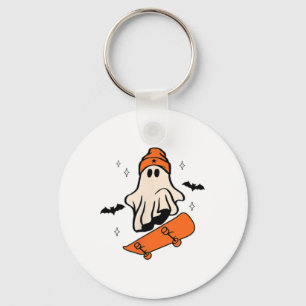 Halloween Skateboard Boo Retro Halloween Boys Mens Key Ring